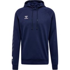 Bawełniana bluza z kapturem Hummel Move Grid. Niebieskie bluzy sportowe męskie HUMMEL, bez wzorów, z bawełny, sportowe, bez kołnierzyka, bez ramiączek. Za 251.50 zł.