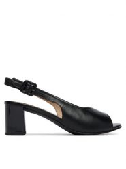 Caprice Sandały 9-28307-46 Czarny. Czarne sandały damskie Caprice, bez wzorów, ze skóry, bez obcasa, na słupku. Za 221.99 zł.