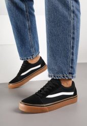 Czarno-Beżowe Tenisówki z Ozdobną Naszywką i Przeszyciami Buildoria. Czarne trampki i tenisówki damskie Born2be, z aplikacjami, z jeansu. Za 79.99 zł.