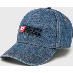 Diesel - Czapka. Niebieskie czapki męskie Diesel, bez wzorów, z bawełny. W wyprzedaży za 199.90 zł.