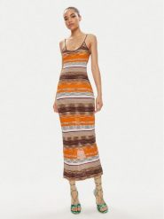 Desigual Sukienka letnia Viena 24SWVF05 Pomarańczowy Slim Fit. Brązowe sukienki damskie Desigual, na lato, xl, bez wzorów, z wiskozy, bez kołnierzyka, bez ramiączek. Za 359.99 zł.