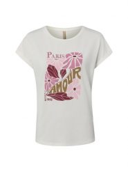 Soyaconcept® Koszulka Kobiety Bawełna biały|różowy, XL. Białe t-shirty damskie uniwersalny, bez wzorów, z bawełny, bez kołnierzyka. Za 109.95 zł.