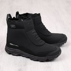 Śniegowce męskie wodoodporne DK 15080. Buty zimowe męskie DK, ze skóry ekologicznej, bez zapięcia. Za 209.99 zł.