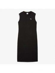 Sukienka ESS CZAFA. Czarne sukienki damskie Puma, na co dzień, xs, bez wzorów, z bawełny, eleganckie, bez kołnierzyka, bez ramiączek, maxi, proste. Za 141.75 zł.