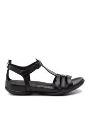 ECCO Sandały Flash 24087353859 Czarny. Czarne sandały damskie ECCO, bez wzorów, ze skóry, bez obcasa, na płaskiej podeszwie. Za 349.99 zł.