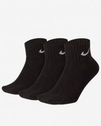Skarpety unisex Nike 3PPK VALUE COTTON QUARTER. Czarne skarpetki damskie Nike, bez wzorów, z bawełny. Za 54.99 zł.