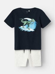 NAME IT Komplet t-shirt i spodenki Junik 13226119 Kolorowy Regular Fit. Spodnie niemowlęce Name it, bez wzorów, z bawełny. Za 109.99 zł.
