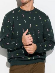 Bluza z motywem świątecznym - zielony. Zielone bluzy bez kaptura męskie Sinsay, l. Za 39.99 zł.