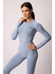 Spaio Koszulka sportowa "Melange" w kolorze błękitnym rozmiar: XL. Niebieskie bluzki sportowe damskie Spaio, xl, z materiału, bez kołnierzyka, bez ramiączek. Za 130.99 zł.