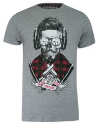 T-shirt Szary Bawełniany, z Nadrukiem, Hipster, Barber w Okularach, Krótki Rękaw, Męski -BRAVE SOUL. Szare t-shirty męskie Brave Soul, na lato, m, bez wzorów, z bawełny, bez kołnierzyka. Za 69.00 zł.