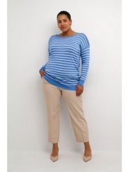 KAFFE curve Sweter w kolorze niebiesko-białym rozmiar: XL. Niebieskie swetry klasyczne damskie KAFFE curve, xl, bez kołnierzyka. Za 75.34 zł.