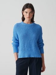 OPUS Sweter "Polum" w kolorze błękitnym rozmiar: 42. Niebieskie swetry klasyczne damskie Opus, z bawełny, bez kołnierzyka. Za 224.95 zł.
