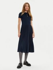 Tommy Hilfiger Sukienka codzienna WW0WW44448 Granatowy Regular Fit. Niebieskie sukienki damskie Tommy Hilfiger, na co dzień, s, bez wzorów, z bawełny, bez kołnierzyka, bez ramiączek, proste. Za 489.99 zł.