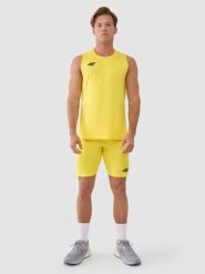 4F Legginsy krótkie treningowe męskie - żółte XL. Żółte spodnie sportowe męskie 4f, z dzianiny. Za 109.99 zł.