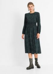 Sukienka midi w kwiaty. Czarne sukienki damskie bonprix, bez wzorów, bez kołnierzyka, bez ramiączek, midi. Za 149.99 zł.