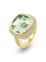 Les Petites Précieuses Pozłacany pierścionek z cyrkoniami i ametystem rozmiar: 60. Zielone pierścionki damskie Les Petites Précieuses, z ametystem, pozłacane. Za 348.90 zł.