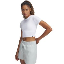 Under Armour Ua Rival Rib Baby Tee Koszulka Damskie. Białe bluzki sportowe damskie Under Armour, s, z bawełny, bez kołnierzyka, bez ramiączek. Za 165.70 zł.