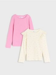 Koszulka z długimi rękawami 2 pack - wielobarwny. Koszulki dziewczęce Sinsay, l, bez wzorów, bez ramiączek. Za 29.99 zł.