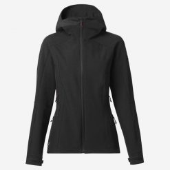Kurtka turystyczna damska Softshell Forclaz MT500. Czarne kurtki damskie FORCLAZ, m, bez wzorów, z polaru, bez kaptura. Za 249.99 zł.