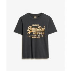 Damska koszulka na co dzień Superdry Vintage Logo. Czarne t-shirty damskie Superdry., s, bez wzorów, bez kołnierzyka. Za 204.30 zł.