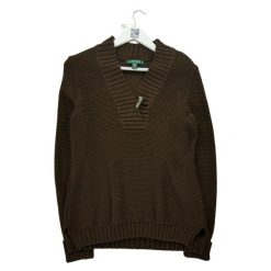 Brązowy sweter damski. Brązowe swetry klasyczne damskie Ralph Lauren, l, z materiału, bez kołnierzyka. Za 51.08 zł.