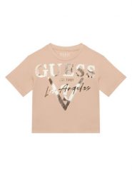 Guess T-Shirt J6GI27 K8HM4 Różowy jasny Relaxed Fit. Czerwone koszulki dziewczęce Guess, z aplikacjami, z bawełny, bez ramiączek. Za 84.99 zł.