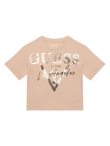 Guess T-Shirt J6GI27 K8HM4 Różowy jasny Relaxed Fit. Czerwone koszulki dziewczęce Guess, z aplikacjami, z bawełny, bez ramiączek. Za 84.99 zł.