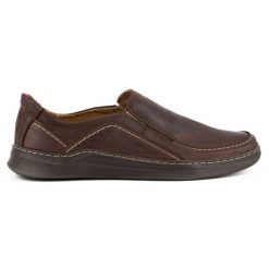 Olivier Buty męskie wsuwane skórzane SLIP-ON 216GT brązowe. Brązowe buty wizytowe męskie ze skóry, bez zapięcia. Za 319.69 zł.