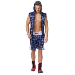 Szorty bokserskie Lonsdale Spaxton. Niebieskie szorty męskie Lonsdale, z satyny, bez kołnierzyka. Za 294.50 zł.