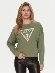 Guess Bluza Pony W4RQ13 KC5H2 Zielony Regular Fit. Zielone bluzy bez kaptura damskie Guess, xl, z bawełny. Za 179.99 zł.