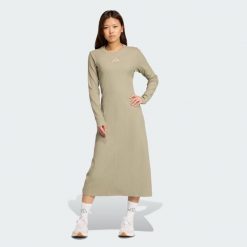 Sukienka ALL SZN Winterized Long. Szare sukienki damskie Adidas, l, bez wzorów, bez kołnierzyka, bez ramiączek, dopasowane. Za 349.00 zł.