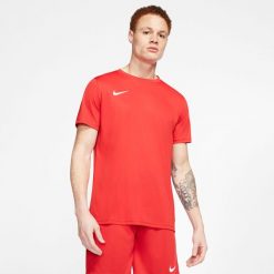 Koszulka treningowa męska Nike Park Vii. Czerwone t-shirty sportowe męskie Nike, m, bez ramiączek, do piłki nożnej. Za 136.00 zł.