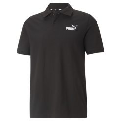 Męska koszulka polo z piki Essentials PUMA Black. Czarne koszulki polo męskie Puma, m, bez wzorów, prążkowane, bez ramiączek. Za 187.00 zł.