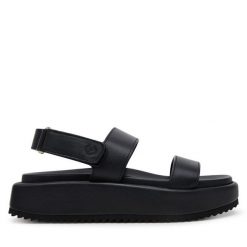 Sandały Pollini. Czarne sandały damskie Pollini, bez wzorów, bez obcasa, na płaskiej podeszwie. Za 839.99 zł.
