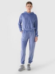 4F Spodnie dresowe z weluru damskie - granatowe M. Niebieskie spodnie dresowe damskie 4f, l, bez wzorów, z dresówki. W wyprzedaży za 79.99 zł.