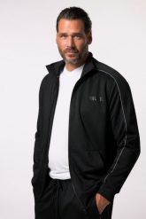 Męska Bluza dresowa fitness ze stójką QuickDry do 7 XL. Czarne bluzy sportowe męskie JAY-PI, bez wzorów, z dresówki, bez kołnierzyka, bez ramiączek. Za 349.99 zł.