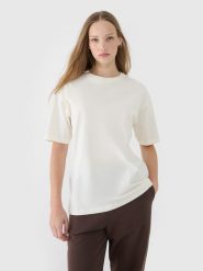 4F T-shirt oversize gładki damski - biały L. Białe t-shirty damskie 4f, l, bez wzorów, z bawełny, bez kołnierzyka. W wyprzedaży za 39.99 zł.