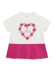 Guess Kids T-Shirt 181803 Biały Classic Fit. Białe koszulki dziewczęce Guess, z aplikacjami, z bawełny, bez ramiączek. Za 114.99 zł.