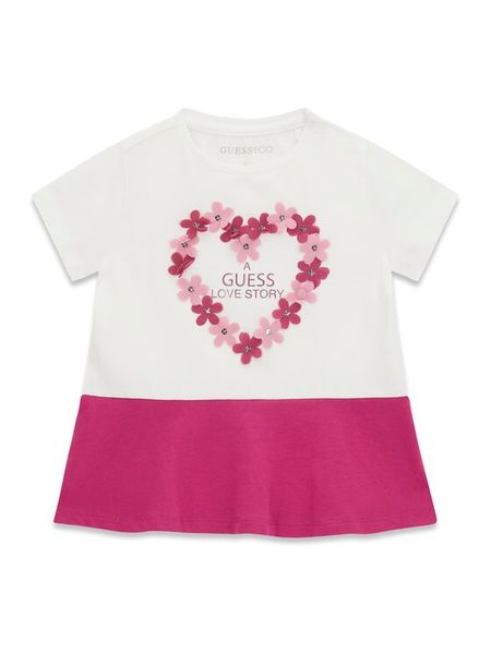 Guess T-Shirt K6GI20 K6YW4 Biały Regular Fit. Białe koszulki dziewczęce Guess, m, z aplikacjami, z bawełny, bez ramiączek. Za 114.99 zł.