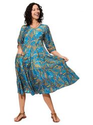 Aller Simplement Sukienka w kolorze niebieskim rozmiar: 38/40. Niebieskie sukienki damskie Aller Simplement, na co dzień, bez wzorów, klasyczne, bez kołnierzyka, bez ramiączek, midi, proste. Za 65.99 zł.