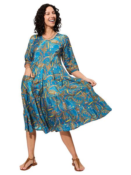 Aller Simplement Sukienka w kolorze niebieskim rozmiar: 38/40. Niebieskie sukienki damskie Aller Simplement, na co dzień, bez wzorów, klasyczne, bez kołnierzyka, bez ramiączek, midi, proste. Za 65.99 zł.