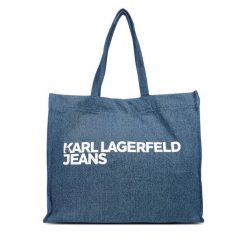 Torebka Karl Lagerfeld Jeans. Niebieskie torebki klasyczne damskie Karl Lagerfeld Jeans, bez wzorów, z jeansu, bez dodatków. Za 189.99 zł.
