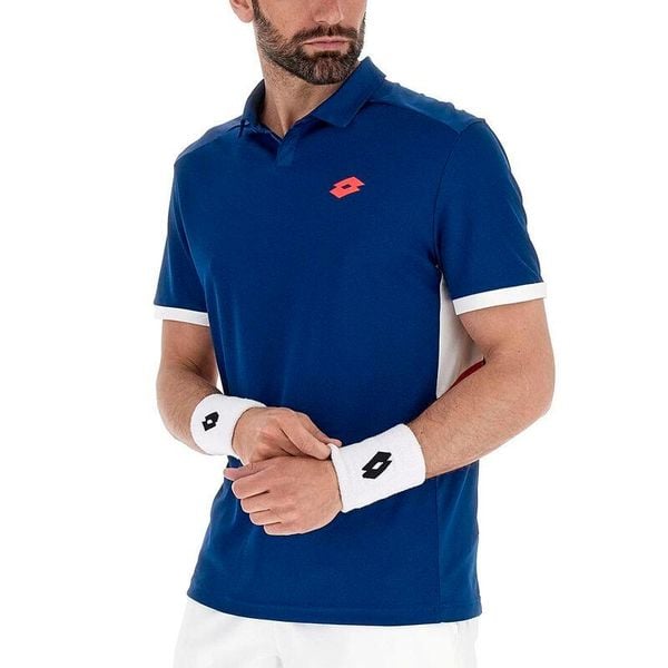 Koszulka tenisowa męska Lotto Squadra III Polo. Niebieskie koszulki polo męskie Lotto, m, z materiału, bez ramiączek, na fitness i siłownię. Za 170.00 zł.