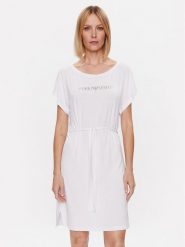 Emporio Armani Sukienka codzienna 262728 3R314 00010 Biały Regular Fit. Białe sukienki damskie Emporio Armani, na co dzień, m, bez wzorów, z wiskozy, bez kołnierzyka, bez ramiączek, proste. Za 429.99 zł.