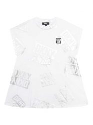 DKNY Sukienka codzienna D32884 D Biały Regular Fit. Białe sukienki dziewczęce DKNY, bez wzorów, z bawełny, bez ramiączek. Za 349.99 zł.