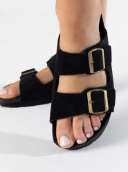 BAYTON Skórzane klapki "Atlas" w kolorze czarnym rozmiar: 37. Czarne klapki damskie Bayton, bez wzorów, bez obcasa. Za 167.28 zł.