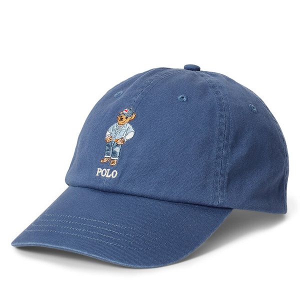 Czapka z daszkiem Polo Ralph Lauren. Niebieskie czapki z daszkiem damskie Polo Ralph Lauren, bez wzorów. Za 519.99 zł.