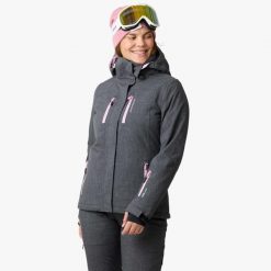 Kurtka Narciarska Narciarstwo Kobieta Cervinia Wodoodporny. Czerwone kurtki damskie SWEDEMOUNT, l, bez wzorów, z elastanu, bez kaptura. Za 599.99 zł.
