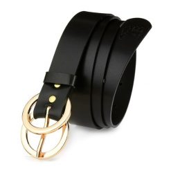 Pasek skórzany BELTIMORE czarny D50 r.110-125 cm. Czarne paski damskie bez wzorów. Za 49.90 zł.