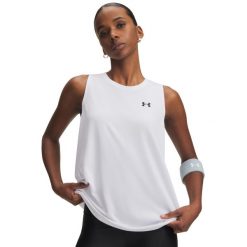 Damski tank top Under Armour Tech. Białe topy sportowe damskie Under Armour, l, bez wzorów, z materiału, bez ramiączek. Za 141.95 zł.